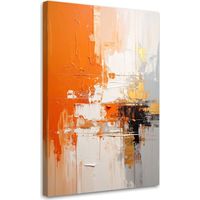 Toile Imprimée, Abstraction orange avec des frottements légers et de la texture,40x60