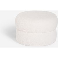 Puf reposapiés bajo para salón de tela teddy bouclé Raion - Blanco