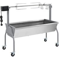 Vidaxl – Barbecue à charbon avec rôtissoire électrique – Grille spacieuse – Hauteur réglable – 4 roues avec freins pour transport facile