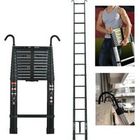Dayplus – Échelle télescopique 6,2 m avec 2 crochets – Aluminium noir – 15 niveaux – Charge maximale 150 kg – Pliable et légère pour rangement facile - Ladder-6