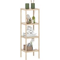 Mobile Bagno Moderno a 4 Livelli Antiribaltamento in Bambù, 33x31x110 cm, color