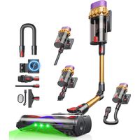 Konsoefuly Aspirateur balai sans fil 68KPa/600W/70Min, Aspirateur balai mode automatique, Design autoportant, 1.8L réservoir double