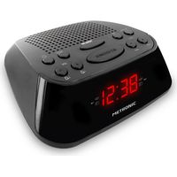 Metronic – Radio-réveil FM double alarme avec fonction snooze – Afficheur LED rouge – Programmation de 2 alarmes – Enregistrement de 10 stations