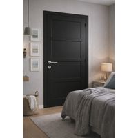 Bloc Puerta Telia Negro 4 Paneles H204 x L73 cm, Cara Tablero P. izquierda, manija Pomerol GD MENUISERIES