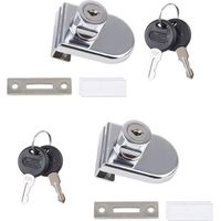 Serrure pour porte vitrée, 2 verrous à came, serrure de sécurité pour vitrine ou armoire vitrée de 5 à 8 mm, sans perçage (avec 4 clés)