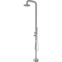 Naturel – Douche extérieure en acier inoxydable 316L – TS1008 – eau chaude/froide – tête de douche orientable 25 cm – douchette à main en inox brossé