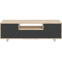 Mobile porta TV 150x41x46 cm rovere e grigio antracite con 3 ante e 1 ripiano centrale - Venezia
