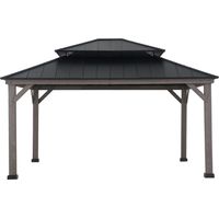Zedernholz Gazebo RYSY in Schwarz - 390cm x 450cm