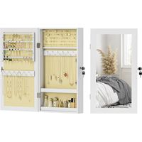 HOMCOM Specchiera Portagioie a Muro con 2 Chiavi in MDF Bianco