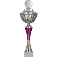 Victoria Puchar élégant métal argenté violet avec couvercle