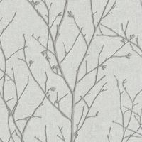 Boutique - Mica Effekt - Zweig - Vliestapete - Grau/Silber - 10m x 52cm