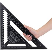Triangle Scale Ruler 12 Inch Aluminum Alloy Triangular Rule High Precision Square Protractor Carpenter Framing Layout Measuring Lever Tool for Engineer Carpenter