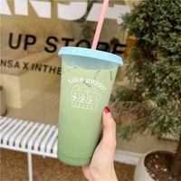 Großer 700-ml-Plastikbecher mit Strohhalm und niedlichem Deckel – ideal für sommerliche Erfrischungen