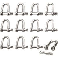 Manille Inox 12 Pièces M4 Manille Inox Acier Manille de Levage Manille D'anneau de D de Chaîne Manille Goupille Vis Boucle Manille Droite Joint Fermoir pour Chaîne