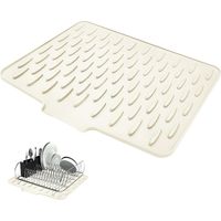 1 Tapis Egouttoir Vaisselle,Silicone Antidérapant,Conduite d'eau,Organiseur Évier,Cuisine,Beige,Tapis d'égouttage pour cuisine