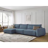 BOBOCHIC - Canapé grand angle incurvé fixe ADEN Angle gauche Bleu clair