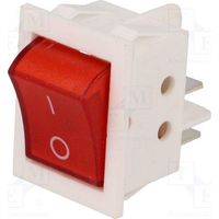 Beleuchteter bipolarer Wippschalter ROT 15A/250Vac Gehäuse Weiß OFF-ON