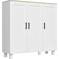 Aparador de Salón Mueble Buffet con 3 Puertas y Estantes Ajustables para Cocina Comedor Estilo Nórdico 90x30x90 cm Blanco