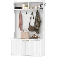 Perchero Zapatero 4 en 1 Moderne avec Étagère Ouverte 100x38x172 cm Blanc