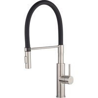 Eurosanit – Mitigeur de cuisine haut bec flexible – Inox brossé – Douchette bi-jets – Cartouche céramique 35mm – Montage facile par vissage