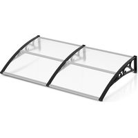 TolleTour Haustürvordach 200 x 100 cm, Pultbogen aus transparentem Polycarbonat, ABS-Tragarme