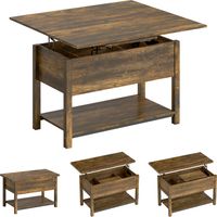 Adjustable and extendable coffee table with a hidden compartment and an open shelf, 100x45x50.5cm, rustic brown