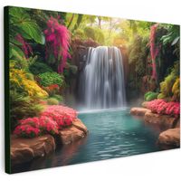 CUADRO EN LIENZO Cascada - Naturaleza - Plantas - Selva - Agua Cuadros Lienzo 90x60 cm