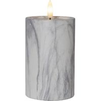 Star Trading Bougie Flamme Marble, bougie ronde, design Mamor, LED, minuterie, blanc chaud, 15 cm