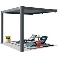 PRIMEYARD Pergola adossée 3x3 m poteaux en aluminium avec lames orientables en aluminium pergola murale anthracite