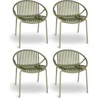 Lot de 4 fauteuils de table en polypropylène et métal, CALYPSO