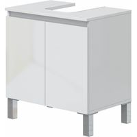 Meuble de salle de bain au sol 60 cm 2 portes avec niche pour colonne blanc brillant – Daphné
