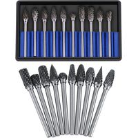 Satz mit 10 Hartmetall-Rotationsfräsern, Wolframstahl, 3 mm Durchmesser Schneidkopf, 6 mm Schaft, zum Schneiden, Metallbearbeiten, Polieren, Gravieren, Bohren (Doppelschnitt)