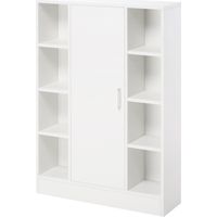 Armario de Suelo para Baño de Madera con 8 Compartimentos Abiertos y 1 Puerta con Estantes Ajustables Mueble Auxiliar para Cocina Salón 71x22x100 cm