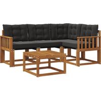 vidaXL Ensemble de canapés d'extérieur 5 pcs Naturel et Noir