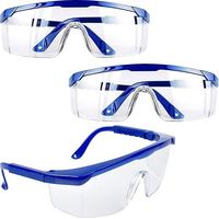 Lot de 6 lunettes de protection antibuée à monture bleue, lunettes de protection UV pour enfants et adultes avec verres en polycarbonate pour les activités de plein air.