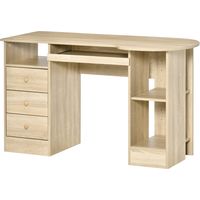 Scrivania PC Ufficio con Scaffali, Cassetti e Ripiano Testiera Legno, 125x60x74cm