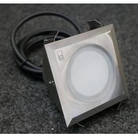 Encastré de sol extérieur LED 3W inox carré 76x76x47mm 3000K 46lm alim 350mA non incl résistante piéton 1 bar COLLINGWOOD