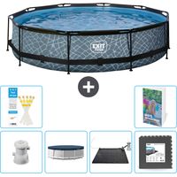 Exit-toys Piscina Exit Rotonda - Effetto pietra - 360x76 cm - 7-pezzi S227