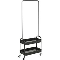 Porte-manteaux métallique avec porte-chaussures, mobile, autonome, noir