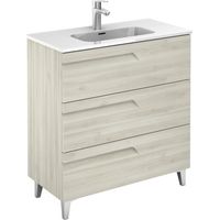 Ensemble de meubles de salle de bains avec 3 tiroirs compacts VITALE - ROYO Couleur : Blanc Nature - Options : Ensemble complet - Taille : 80 cm