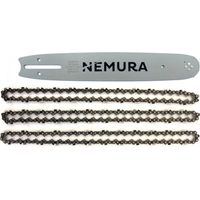 Nemura – Guide de tronçonneuse 35cm – Lot de 3 chaînes 52 maillons – Pas 3/8LP – Jauge 1,3mm pour coupe précise