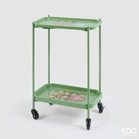 EDG Carrello Rettangolare In Metallo Con Decorazioni Floreali