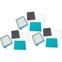 vhbw Filter-Set kompatibel mit Philips PowerPro Compact FC8472/01, FC8473 Staubsauger - 12x Filter (Abluft-Filter, HEPA-Filter, Motoreinlassfilter)