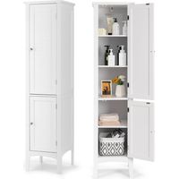 Costway – Colonne de salle de bain 5 niveaux 2 portes – Meuble rangement imperméable avec porte magnétique – Dimensions 37 x 37 x 160 cm – Design moderne