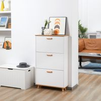 Schuhschrank im skandinavischen Stil mit 3 Klapptüren, 70 x 23,5 x 122 cm, weiß