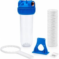 Filtre à Eau Portacartouche 10" avec Connexion 1" – Kit Complet avec Support, Clé et Cartouche à 50 Microns