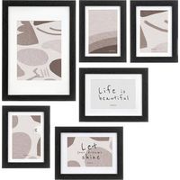 Giftdecor MURAL Set de 7 Marcos de Pared Negro MDF