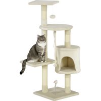 Árbol para gatos – Caja, pelota, cuerda de juego, zona de descanso – 40 x 40 x 116 cm – Beige
