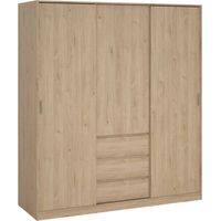 Dmora - Armario 3 puertas Delphine, Muebles de dormitorio, Vestidor, Armario de ropa, 177x60 h200 cm, Roble