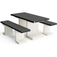Conjunto Picnic Jardín Kitaway Mesa 180 cm + 2 Bancos Mobiliario Exterior Jardín Terraza